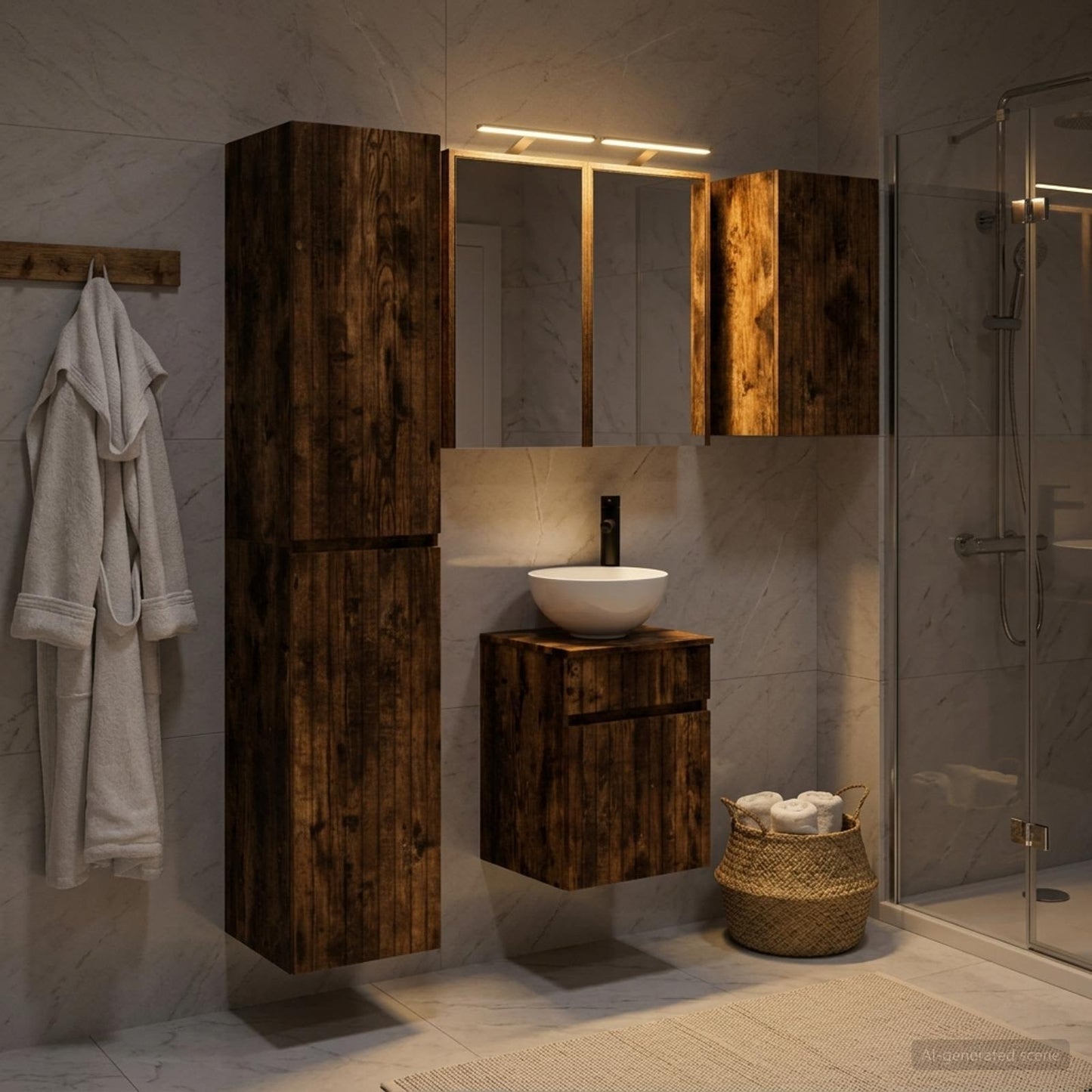 Bathroom Cabinet Set 5 pcs Smoked Oak 43 x 16 x 62.5 cm