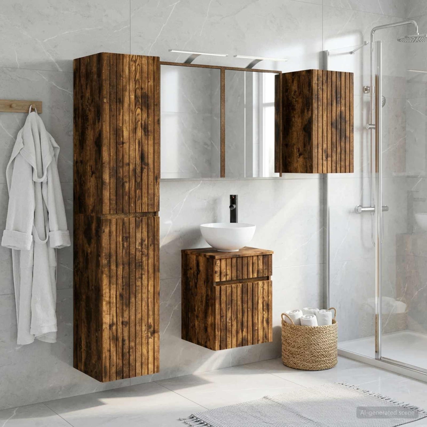 Bathroom Cabinet Set 5 pcs Smoked Oak 43 x 16 x 62.5 cm