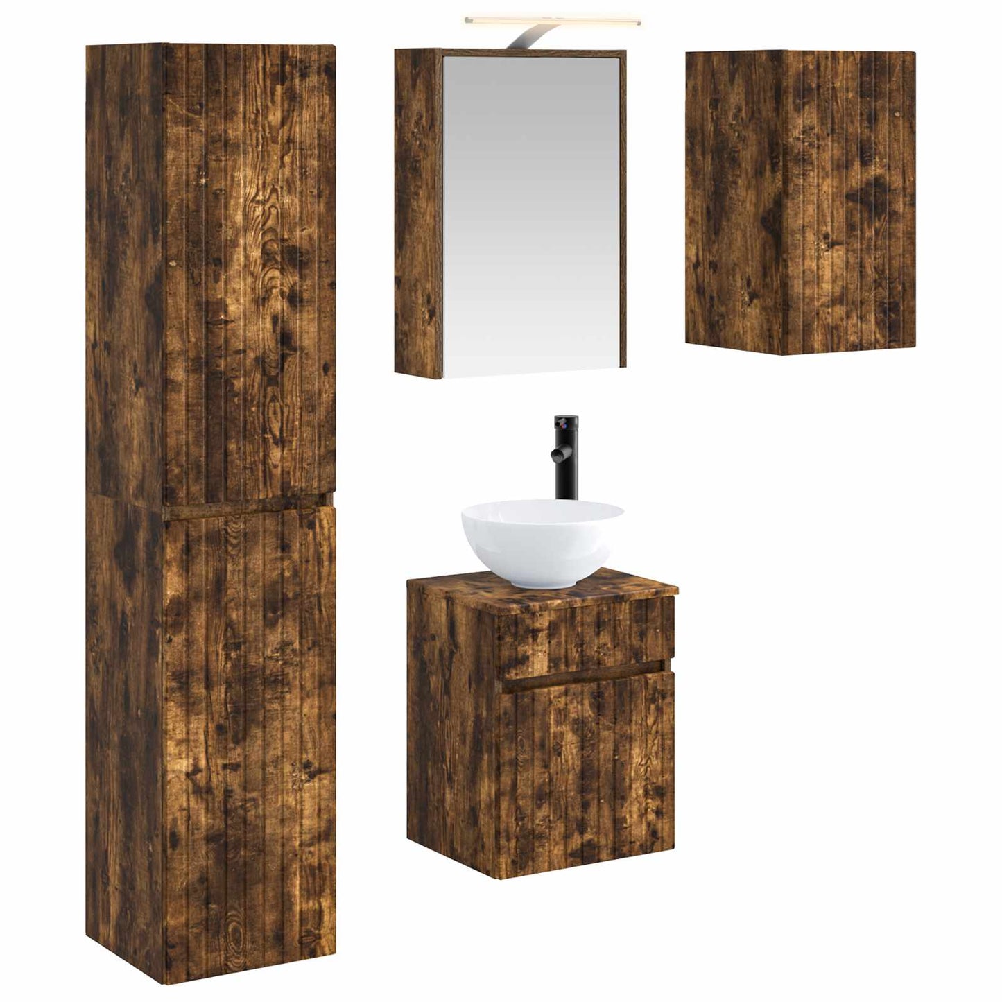 Bathroom Cabinet Set 5 pcs Smoked Oak 43 x 16 x 62.5 cm