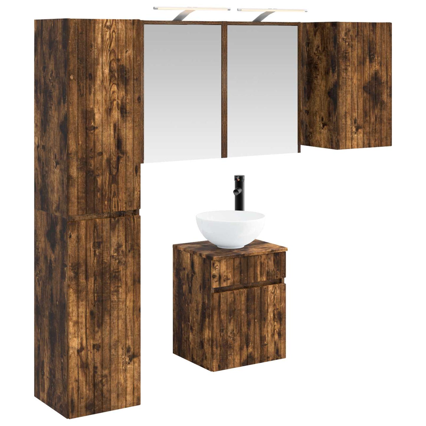 Bathroom Cabinet Set 5 pcs Smoked Oak 43 x 16 x 62.5 cm