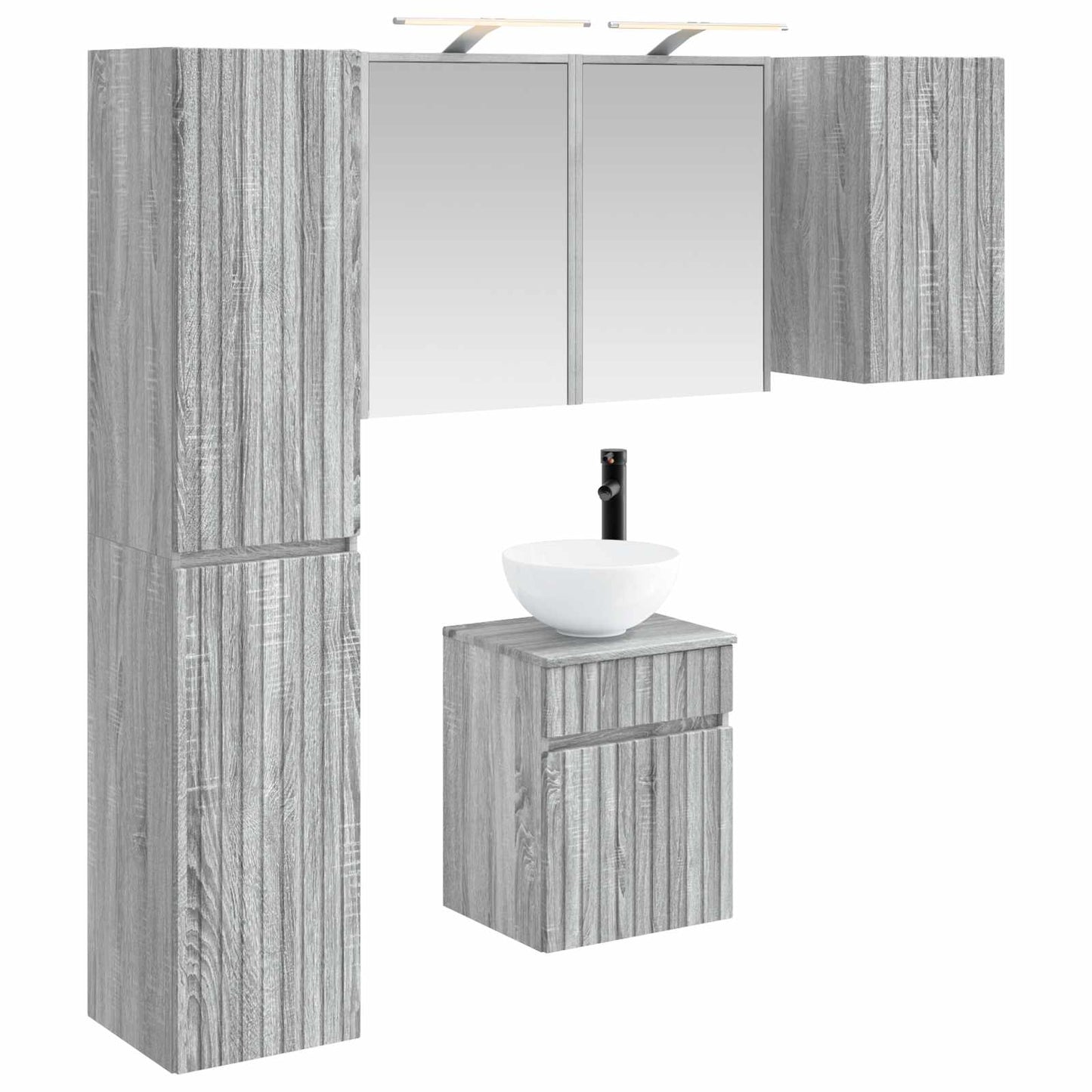 Bathroom Cabinet Set 5 pcs Grey Sonoma 43 x 16 x 62.5 cm