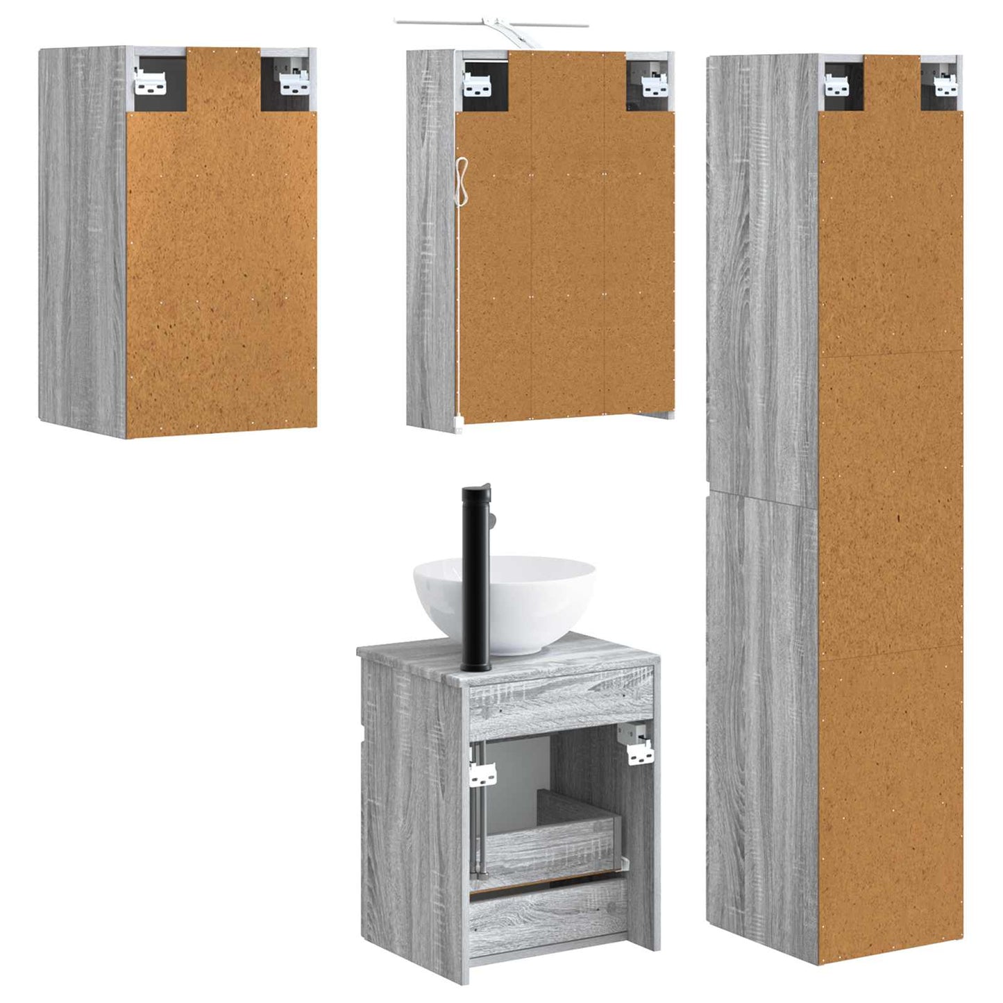 Bathroom Cabinet Set 5 pcs Grey Sonoma 43 x 16 x 62.5 cm
