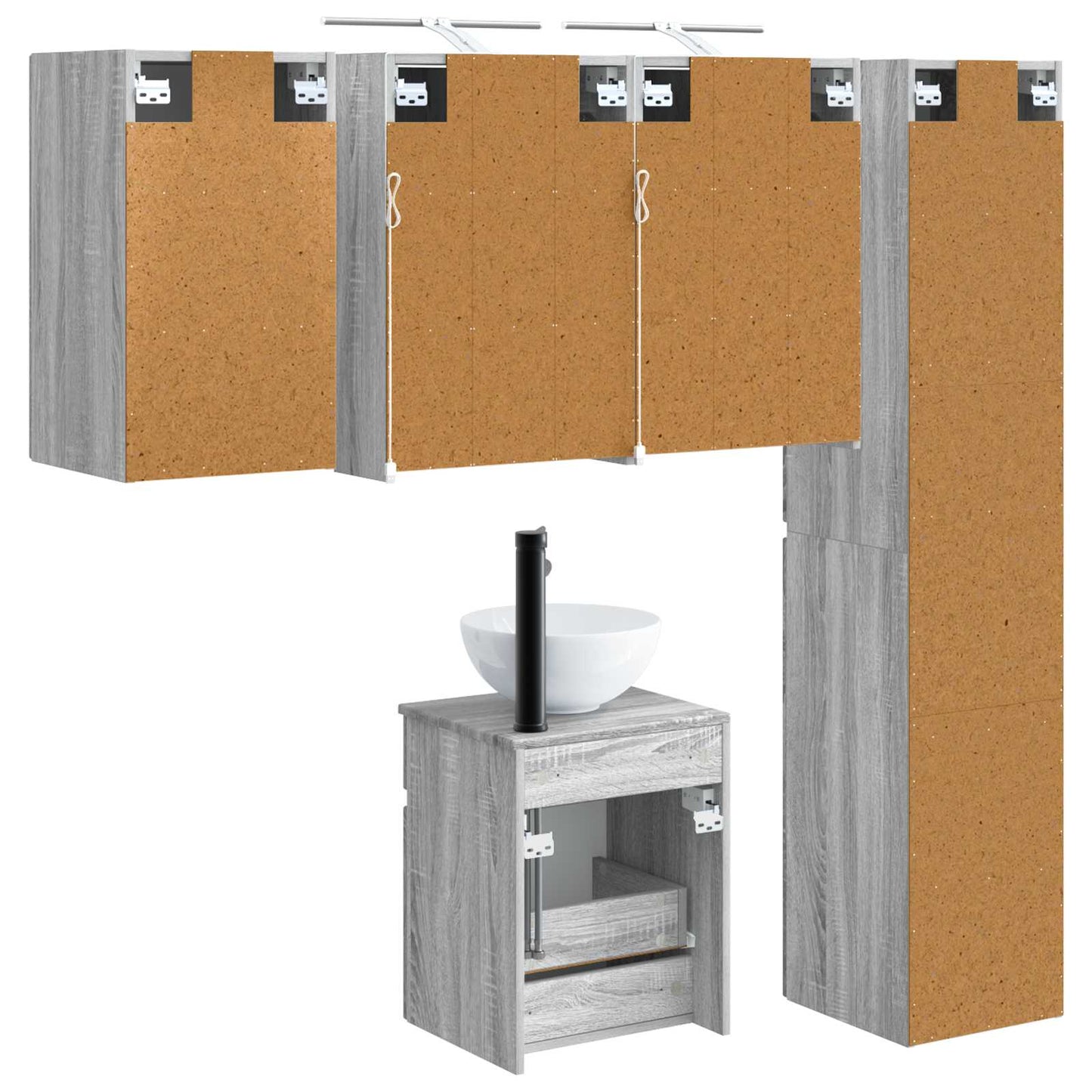 Bathroom Cabinet Set 5 pcs Grey Sonoma 43 x 16 x 62.5 cm