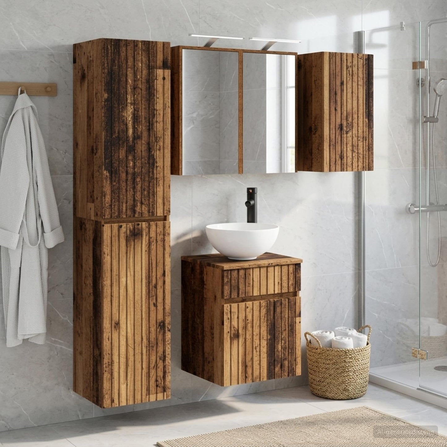 Bathroom Cabinet Set 5 pcs Old Wood 43 x 16 x 62.5 cm