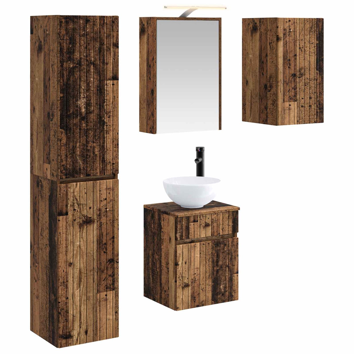 Bathroom Cabinet Set 5 pcs Old Wood 43 x 16 x 62.5 cm