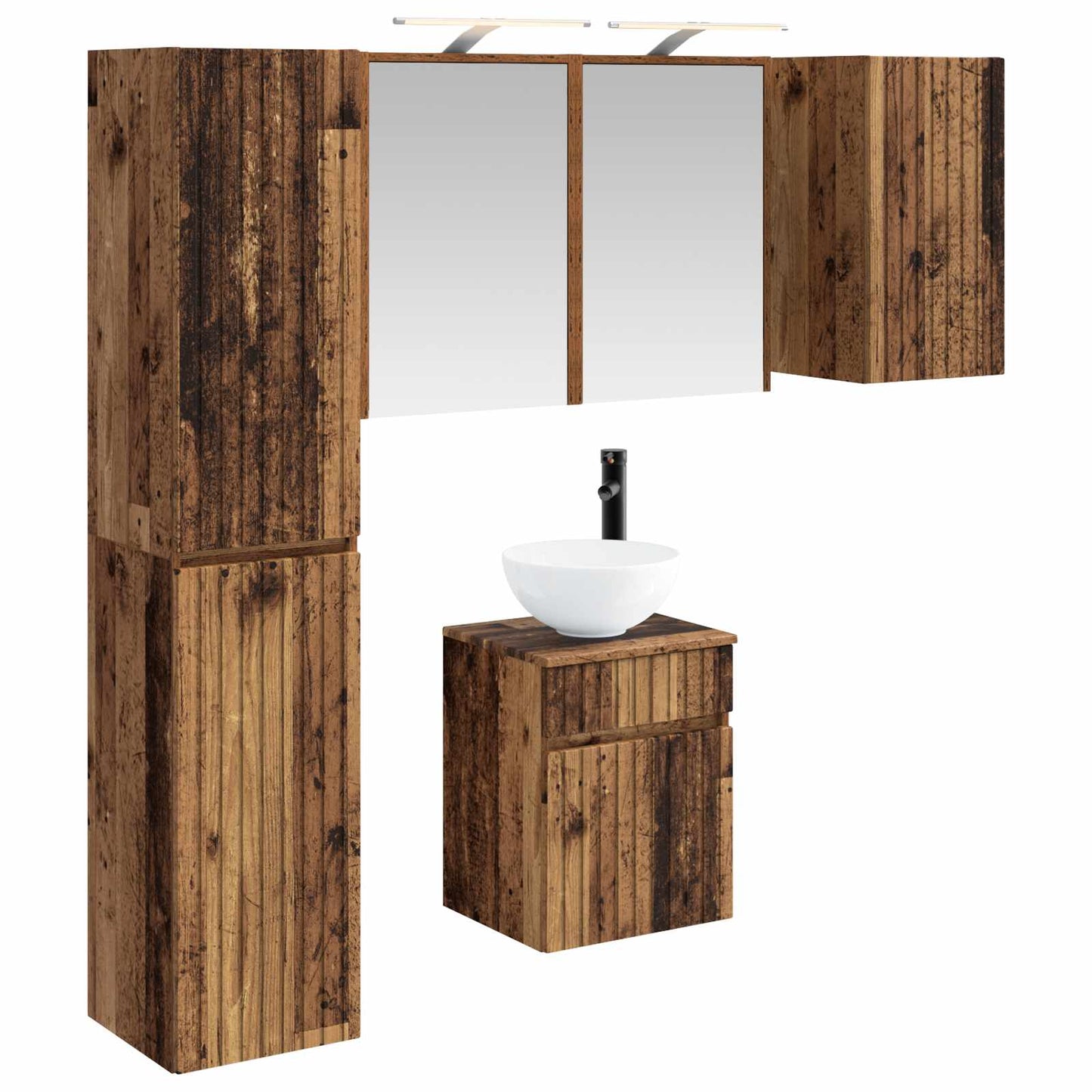 Bathroom Cabinet Set 5 pcs Old Wood 43 x 16 x 62.5 cm