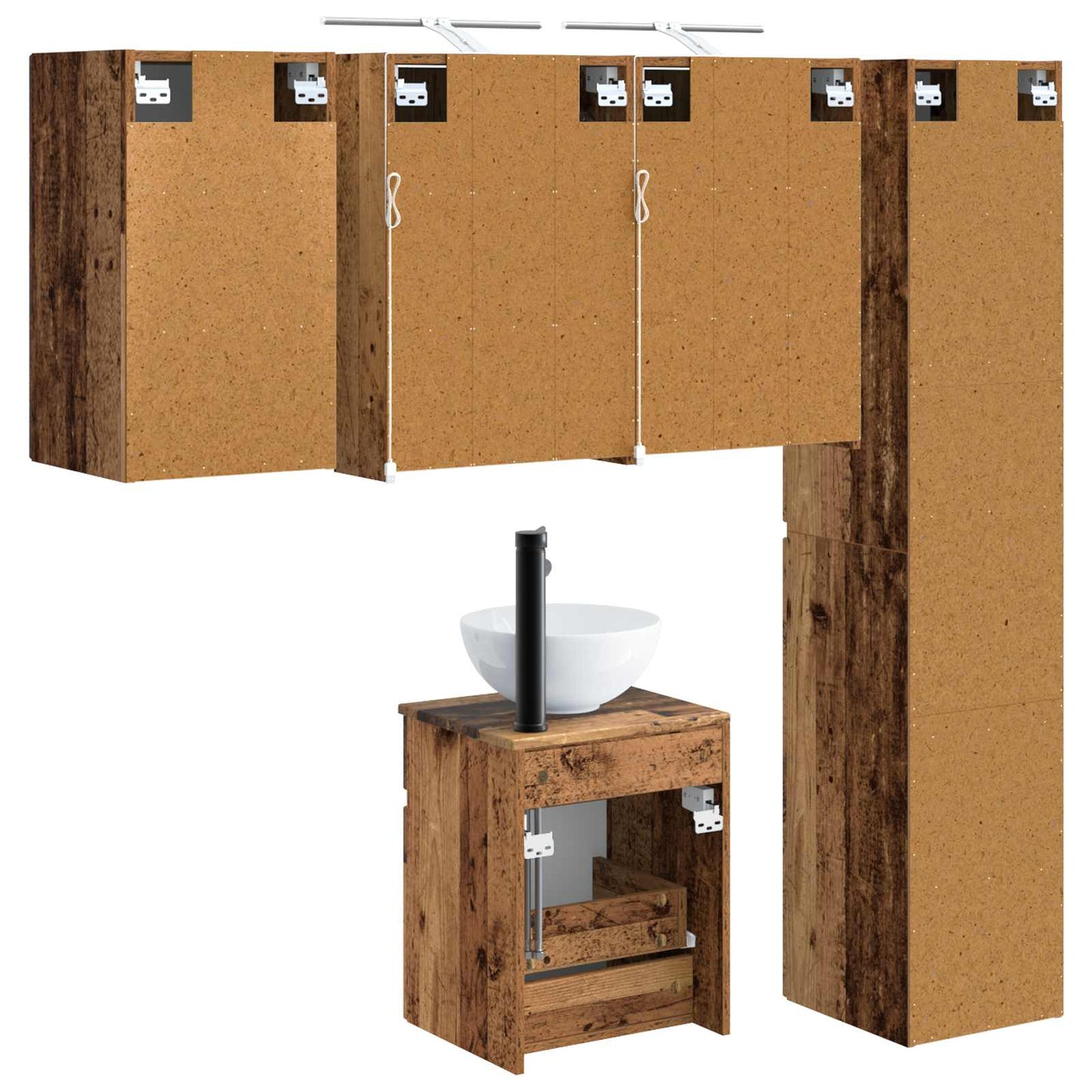 Bathroom Cabinet Set 5 pcs Old Wood 43 x 16 x 62.5 cm