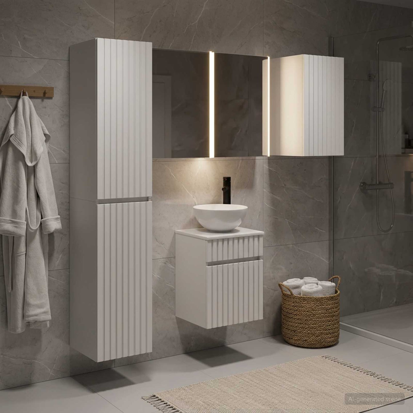 Bathroom Cabinet Set 5 pcs White 43 x 11.5 x 60.5 cm