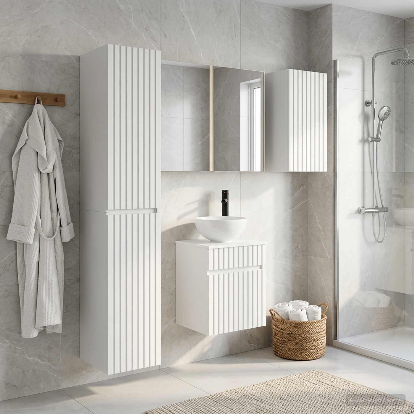 Bathroom Cabinet Set 5 pcs White 43 x 11.5 x 60.5 cm