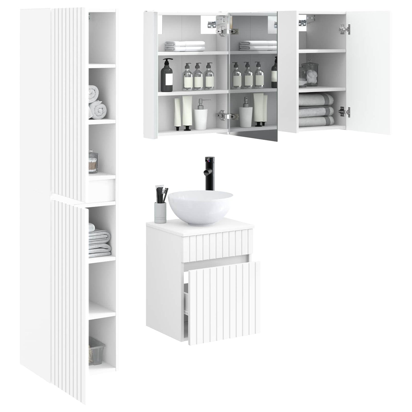 Bathroom Cabinet Set 5 pcs White 43 x 11.5 x 60.5 cm