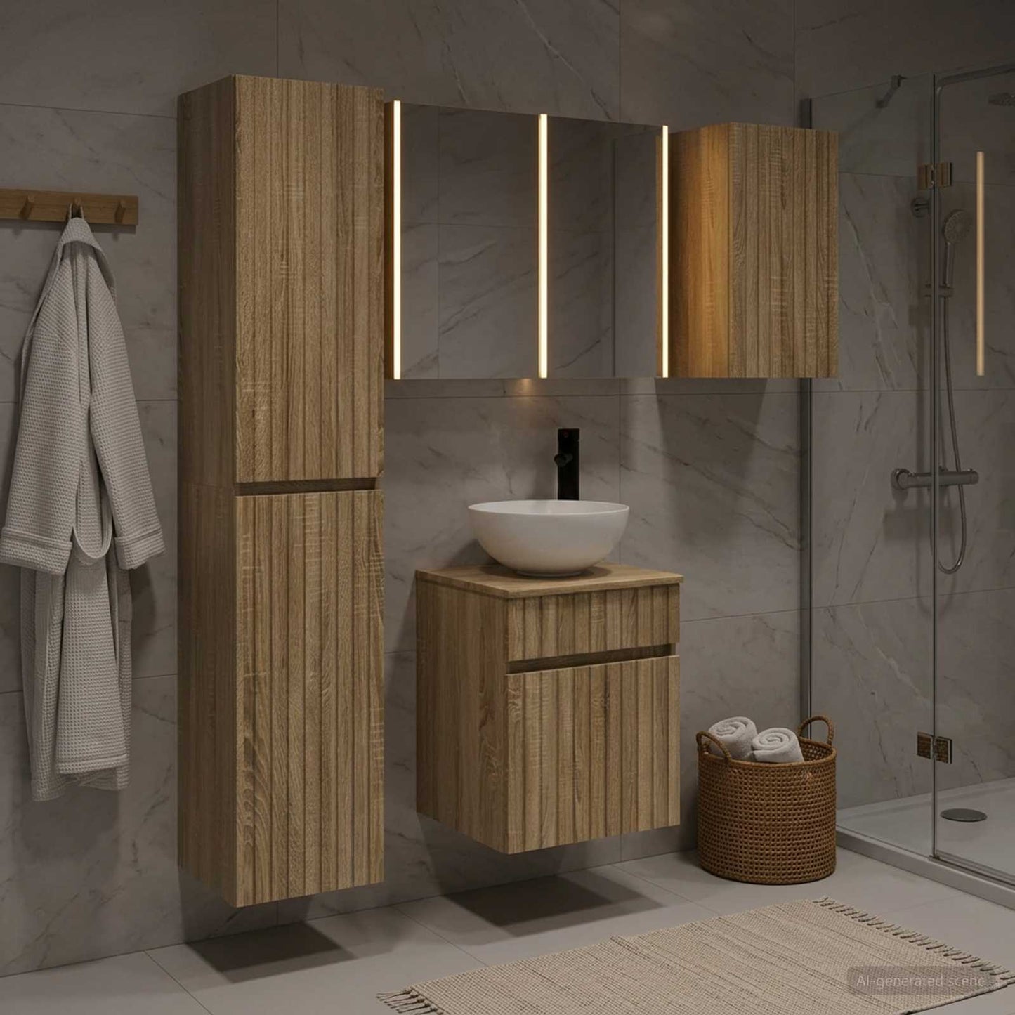 Bathroom Cabinet Set 5 pcs Sonoma Oak 43 x 11.5 x 60.5 cm