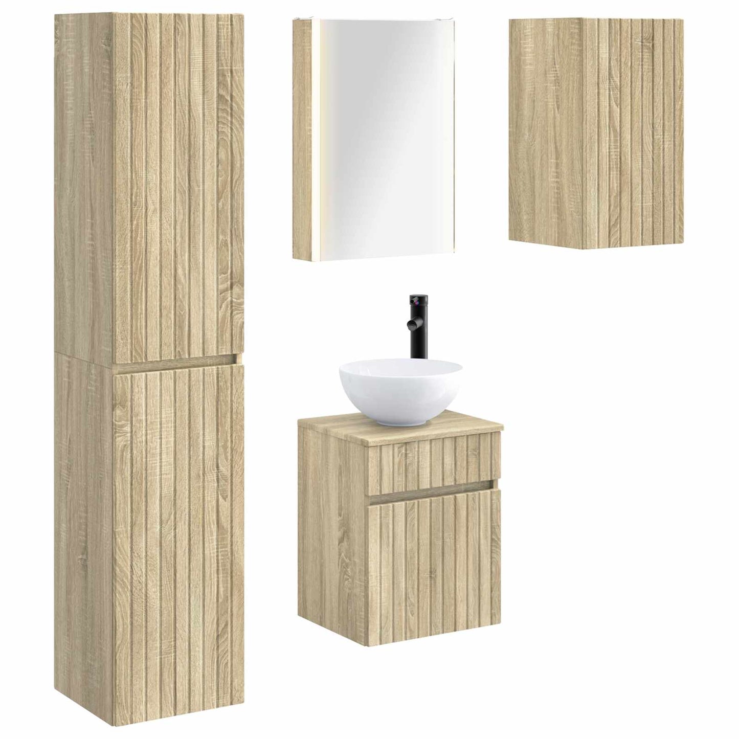 Bathroom Cabinet Set 5 pcs Sonoma Oak 43 x 11.5 x 60.5 cm