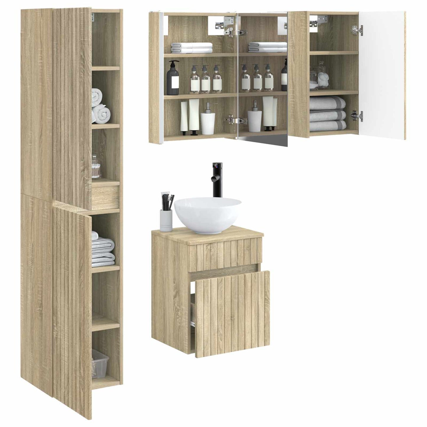 Bathroom Cabinet Set 5 pcs Sonoma Oak 43 x 11.5 x 60.5 cm