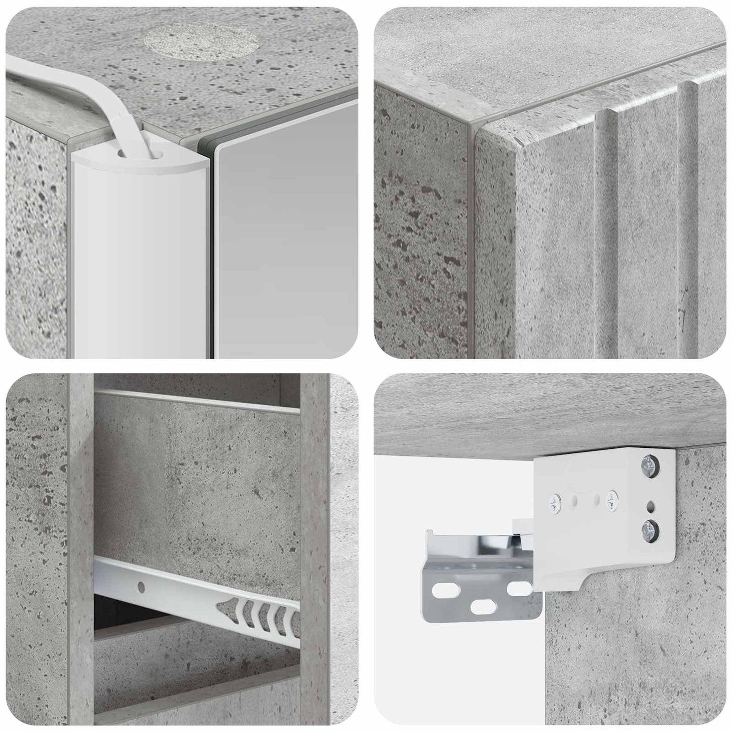 Bathroom Cabinet Set 5 pcs Concrete Grey 43 x 11.5 x 60.5 cm