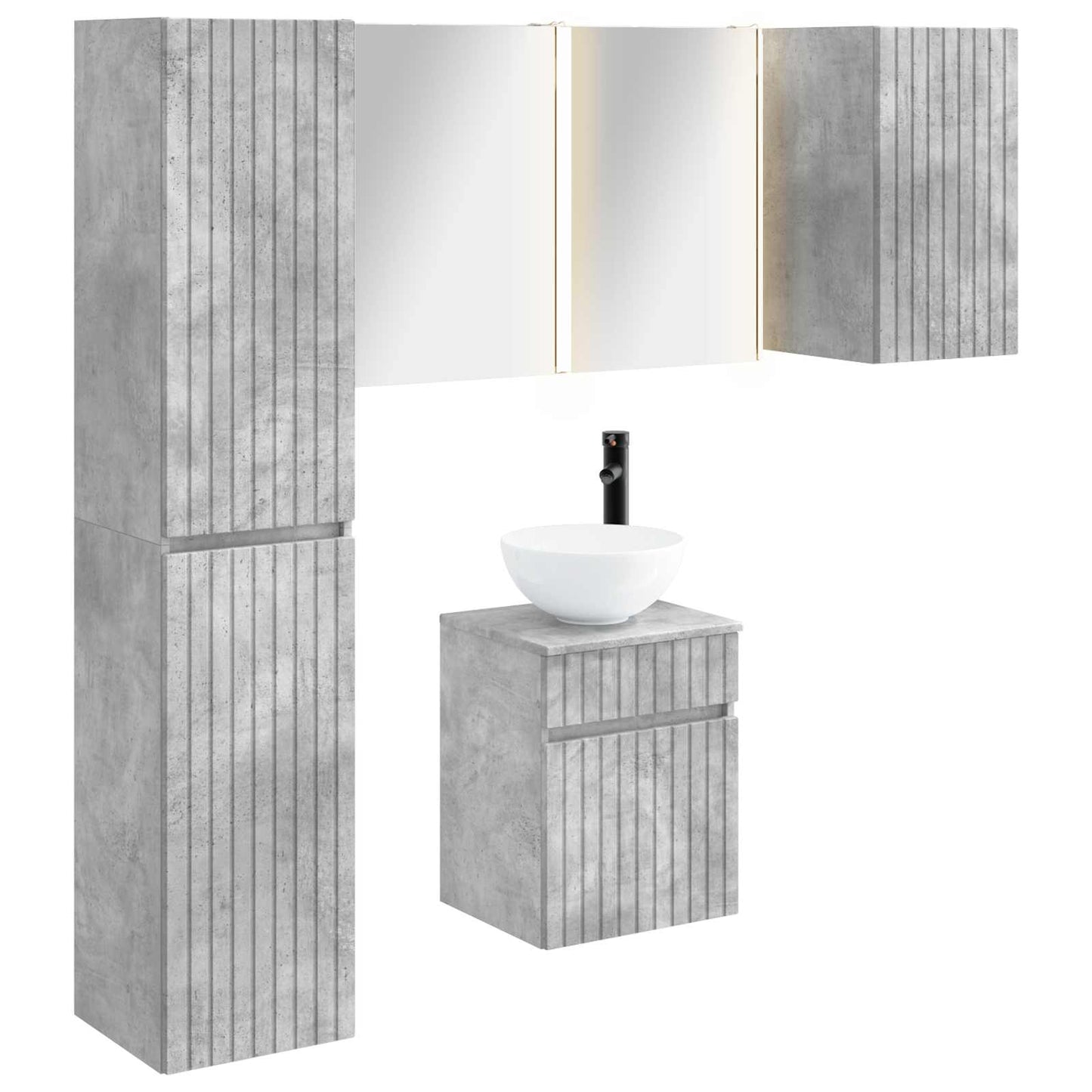 Bathroom Cabinet Set 5 pcs Concrete Grey 43 x 11.5 x 60.5 cm