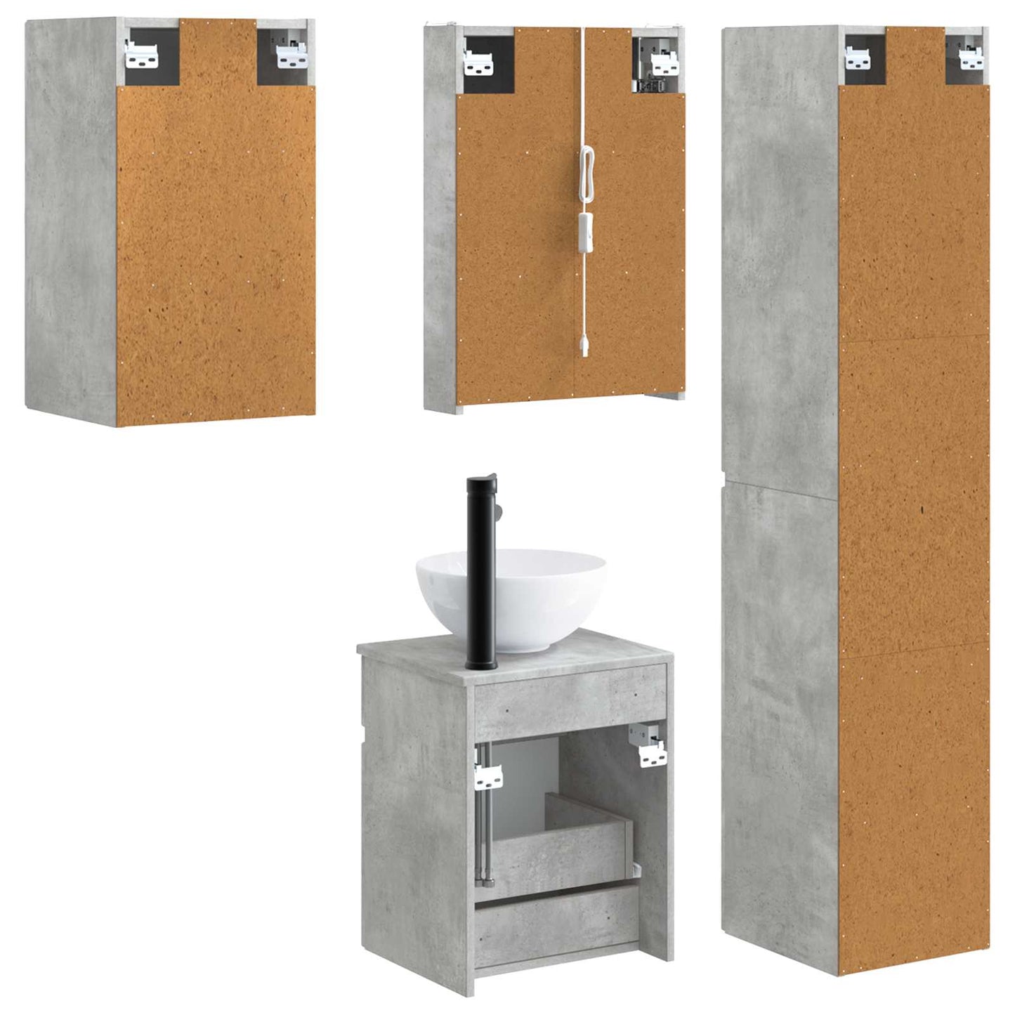 Bathroom Cabinet Set 5 pcs Concrete Grey 43 x 11.5 x 60.5 cm