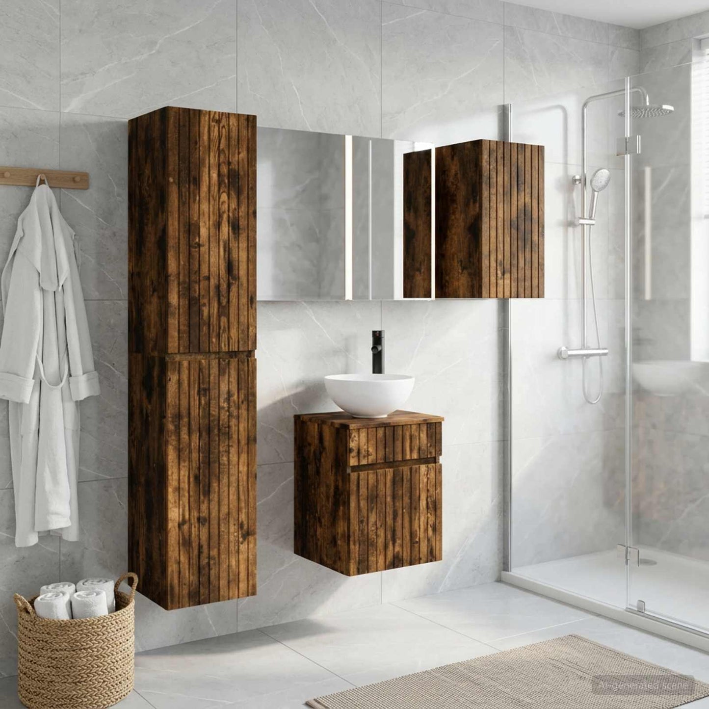 Bathroom Cabinet Set 5 pcs Smoked Oak 43 x 11.5 x 60.5 cm