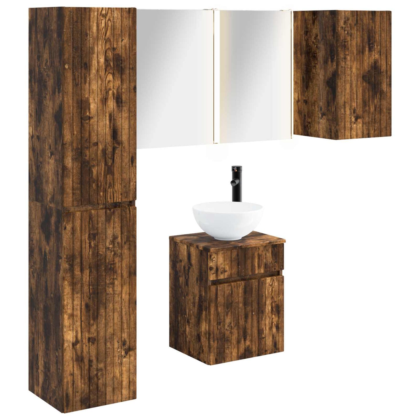 Bathroom Cabinet Set 5 pcs Smoked Oak 43 x 11.5 x 60.5 cm