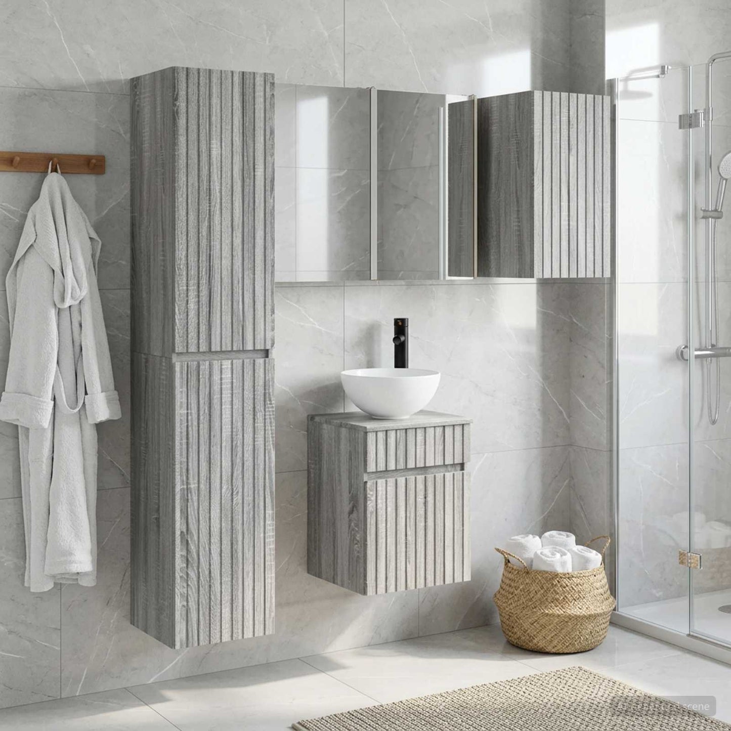 Bathroom Cabinet Set 5 pcs Grey Sonoma 43 x 11.5 x 60.5 cm