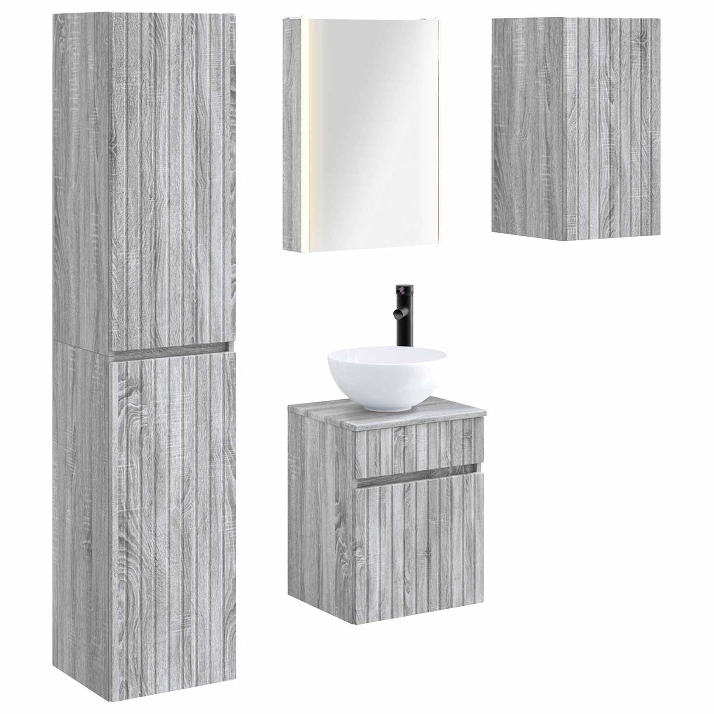 Bathroom Cabinet Set 5 pcs Grey Sonoma 43 x 11.5 x 60.5 cm