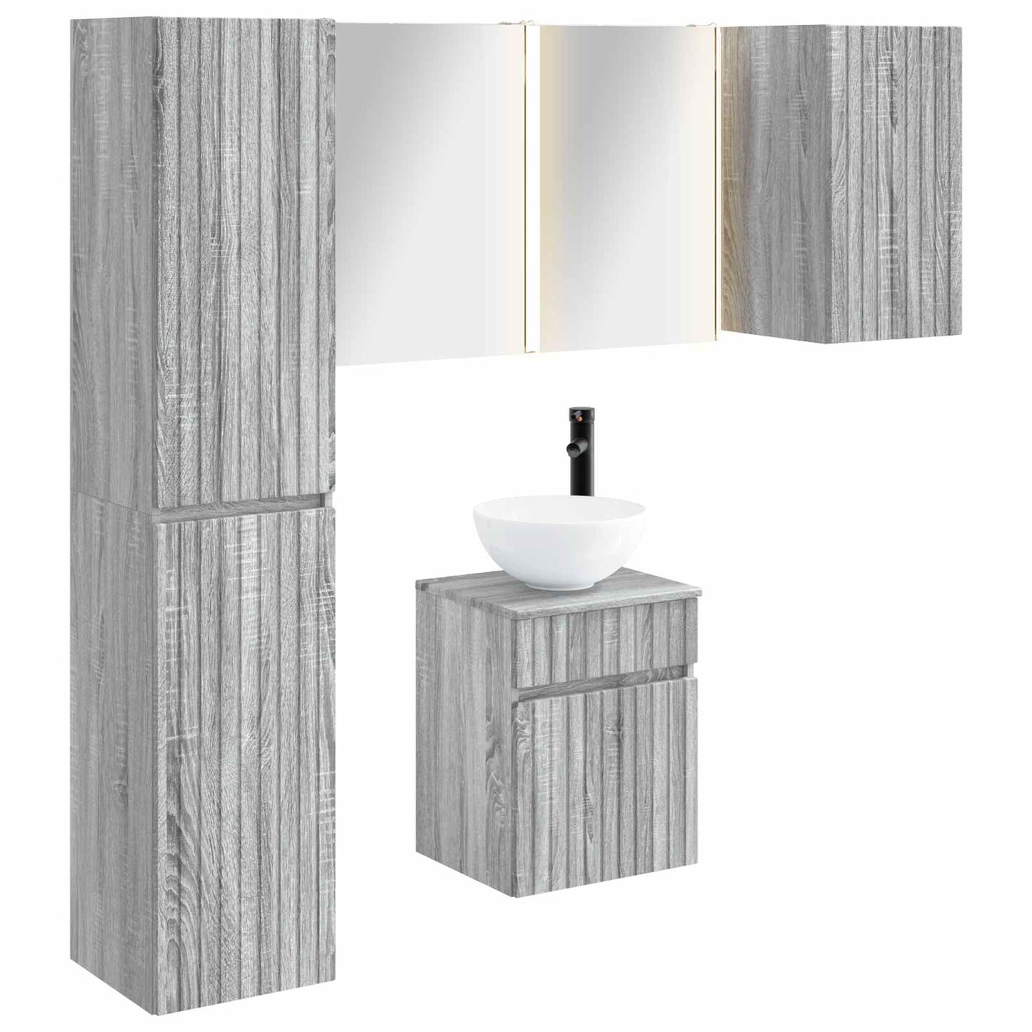 Bathroom Cabinet Set 5 pcs Grey Sonoma 43 x 11.5 x 60.5 cm