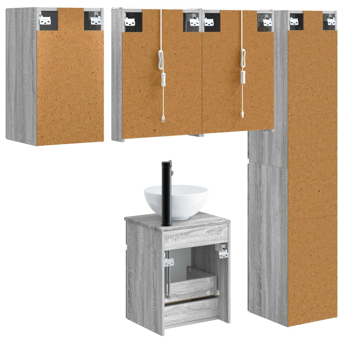 Bathroom Cabinet Set 5 pcs Grey Sonoma 43 x 11.5 x 60.5 cm