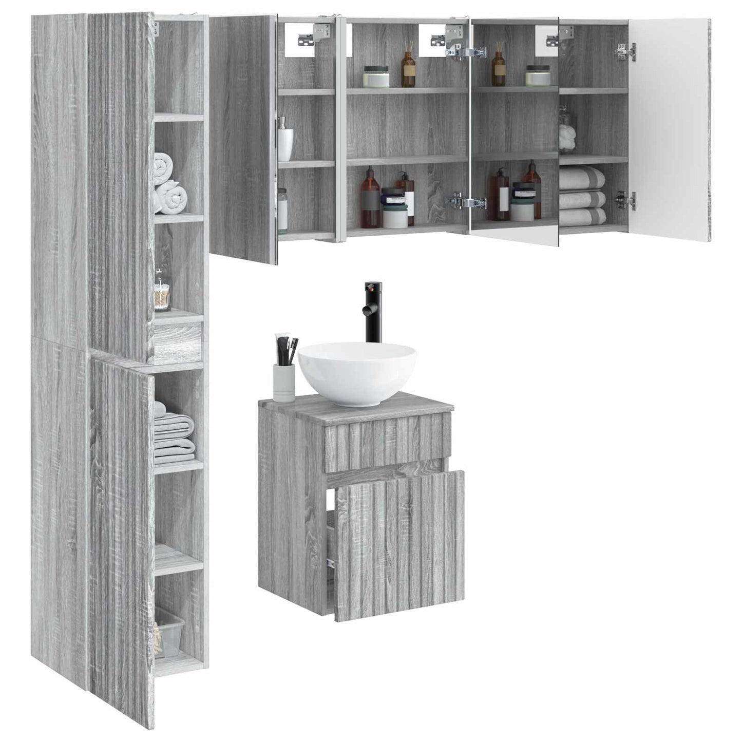 Bathroom Cabinet Set 5 pcs Grey Sonoma 43 x 11.5 x 60.5 cm