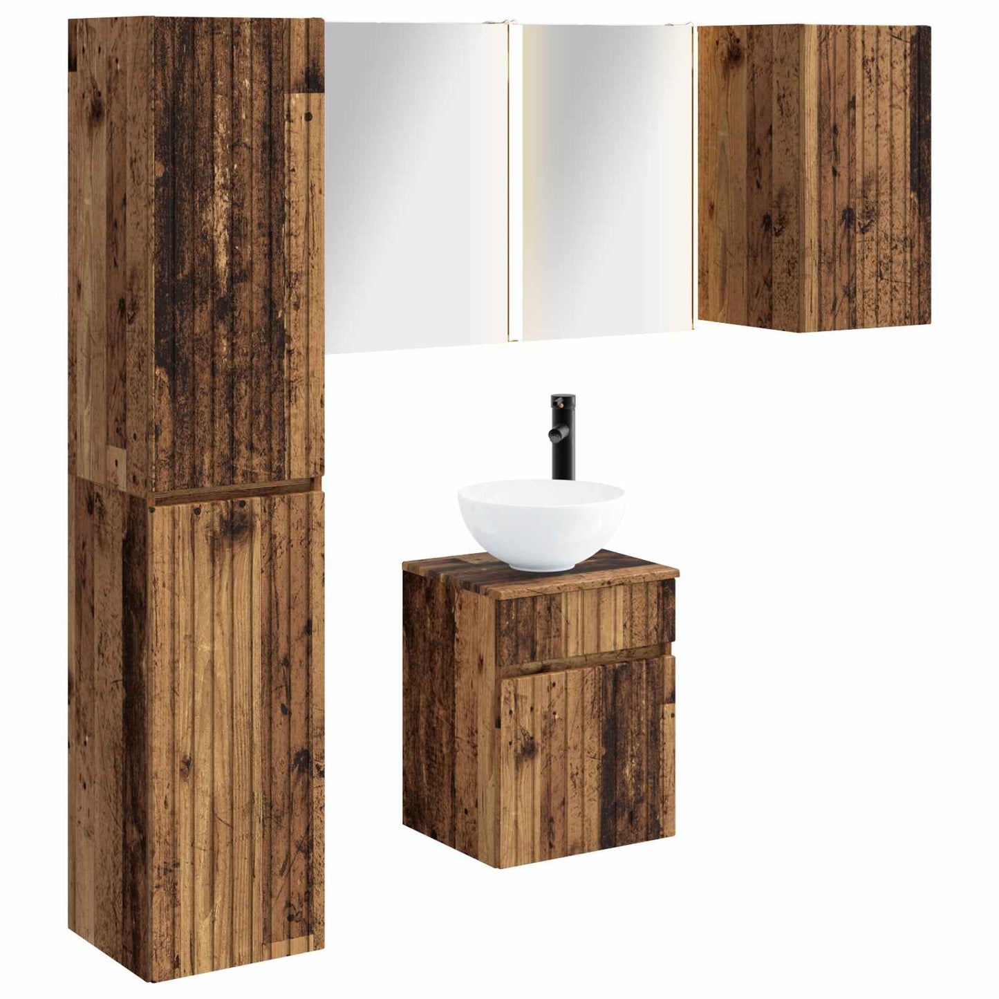 Bathroom Cabinet Set 5 pcs Old Wood 43 x 11.5 x 60.5 cm