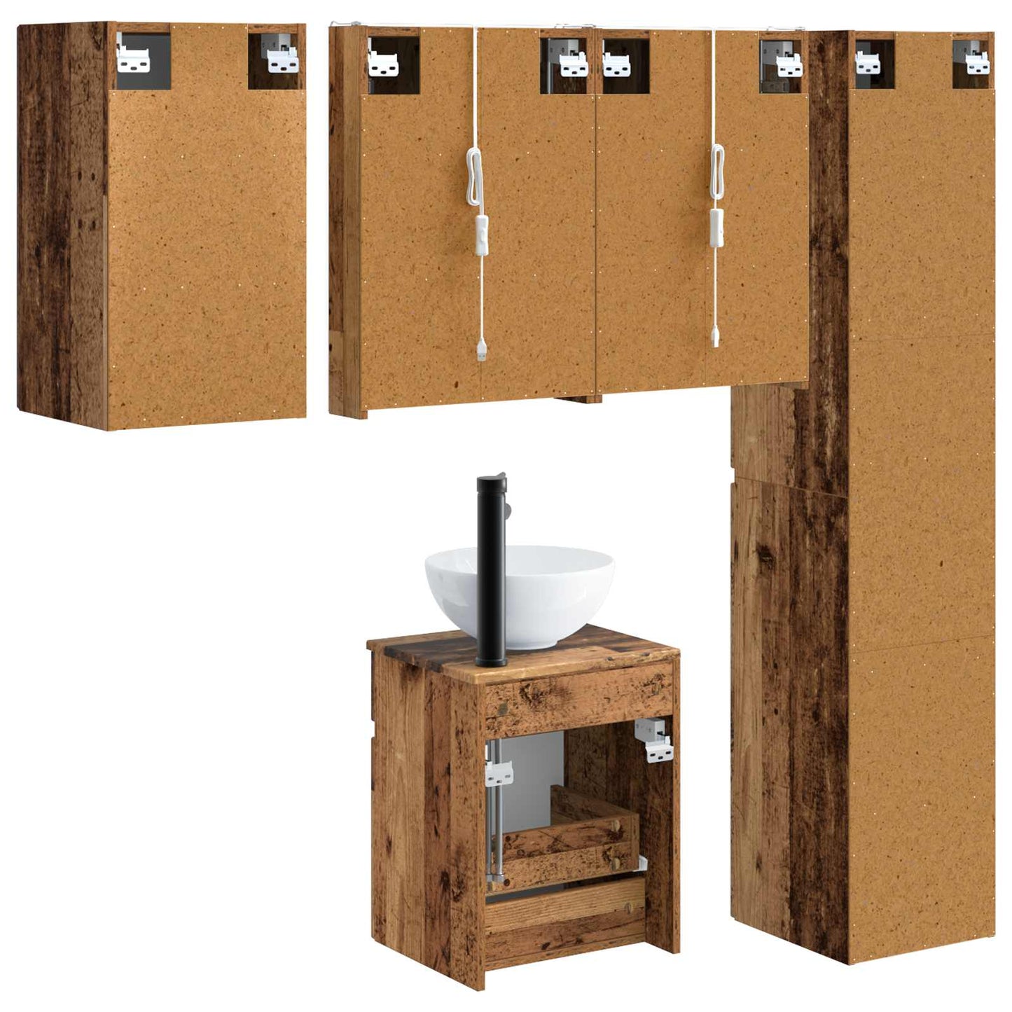 Bathroom Cabinet Set 5 pcs Old Wood 43 x 11.5 x 60.5 cm