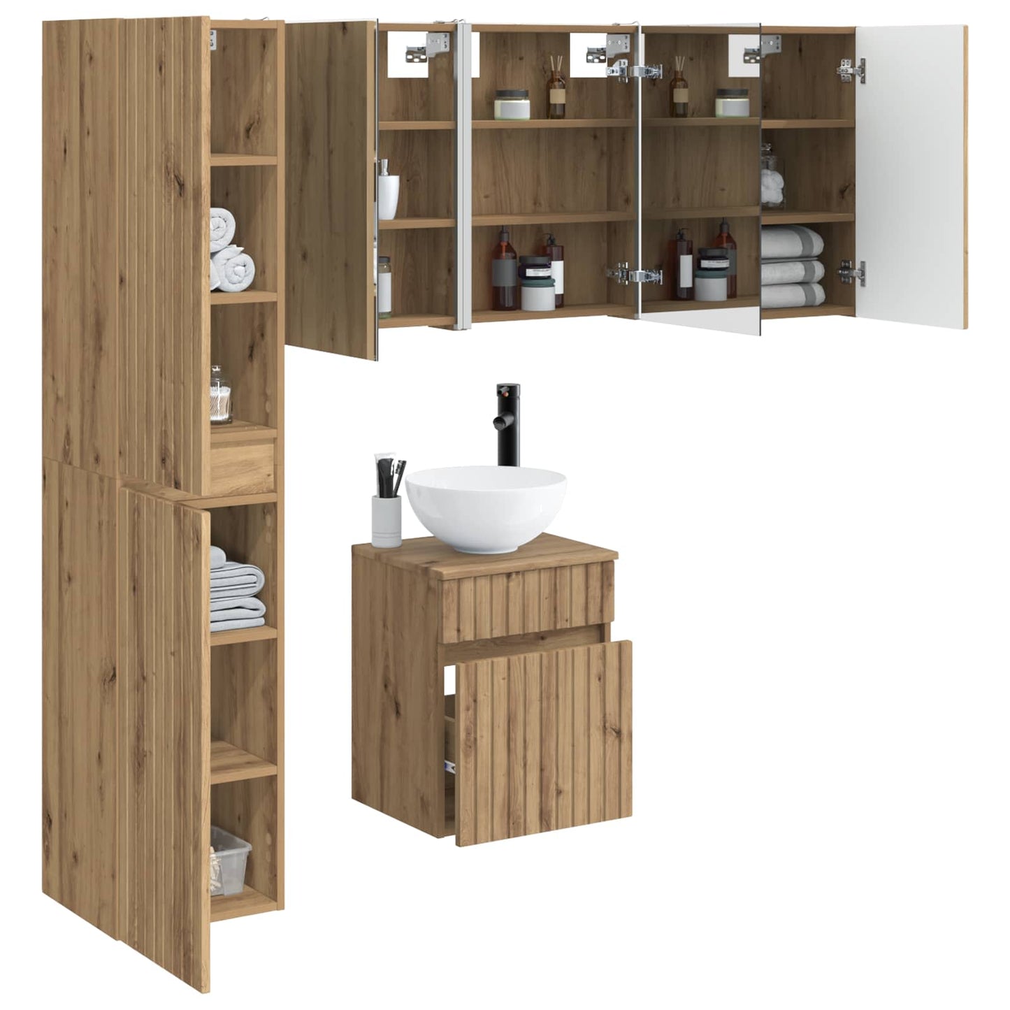 Bathroom Cabinet Set 5 pcs Artisan Oak 43 x 11.5 x 60.5 cm