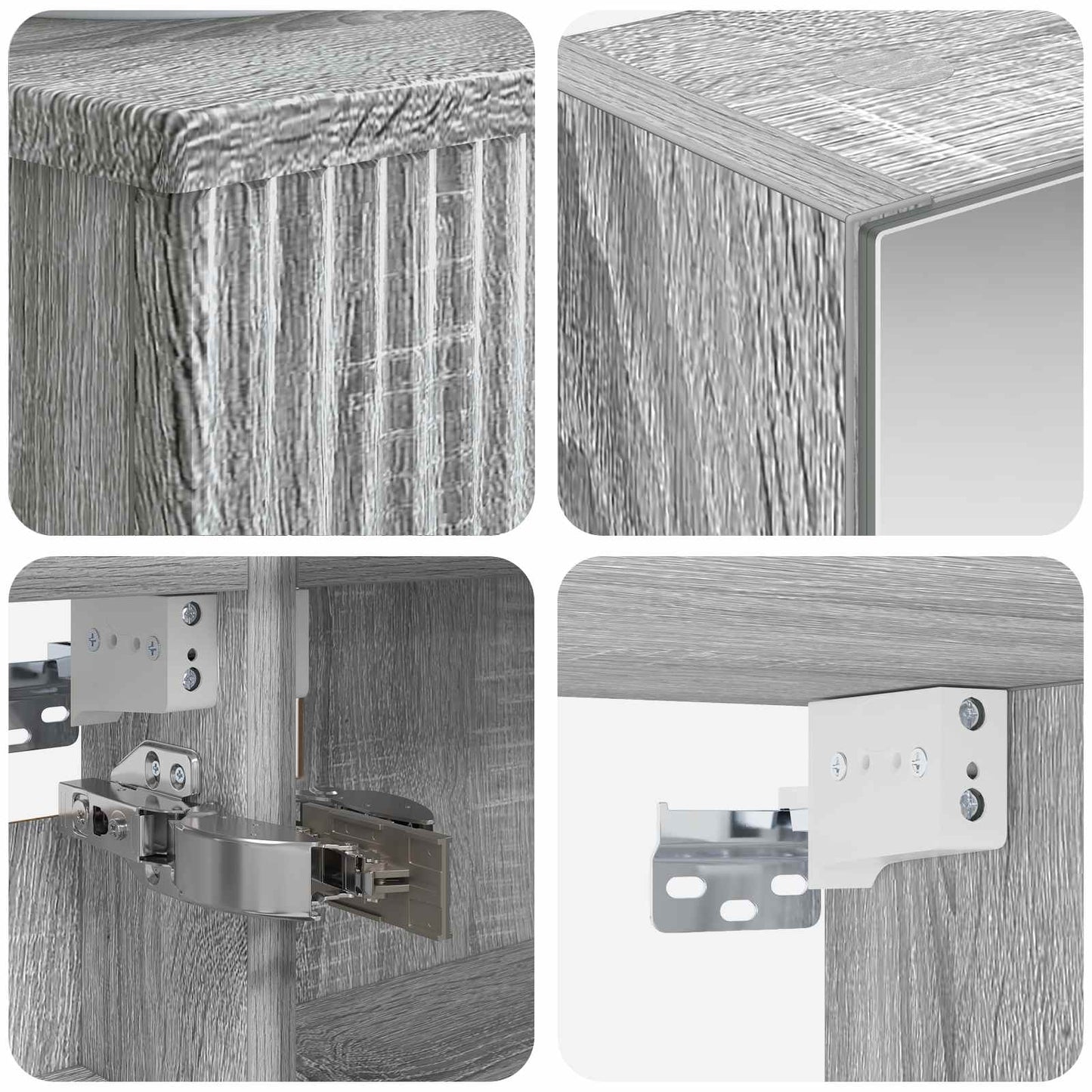 Bathroom Cabinet Set 4 pcs Grey Sonoma 40 x 10.5 x 60.5 cm