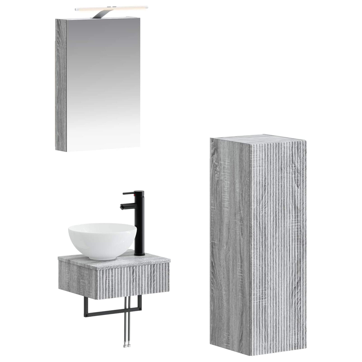 Bathroom Cabinet Set 4 pcs Grey Sonoma 40 x 10.5 x 60.5 cm