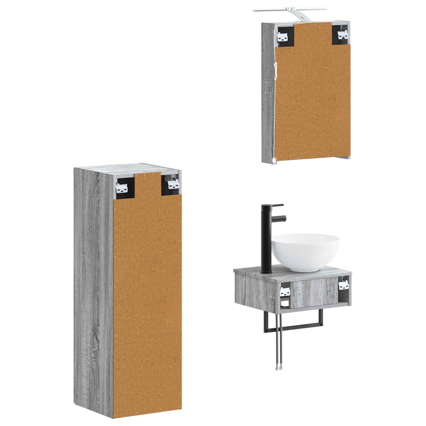 Bathroom Cabinet Set 4 pcs Grey Sonoma 40 x 10.5 x 60.5 cm