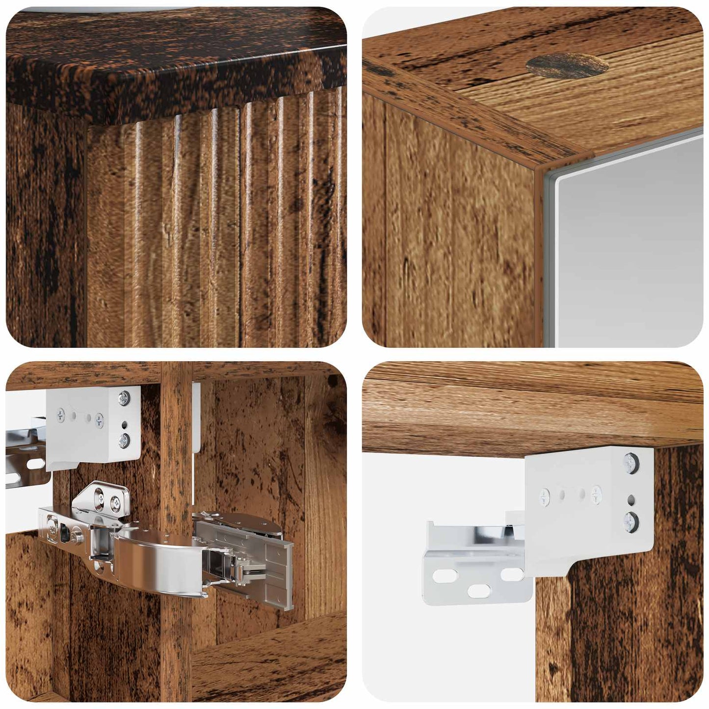 Bathroom Cabinet Set 4 pcs Old Wood 40 x 10.5 x 60.5 cm