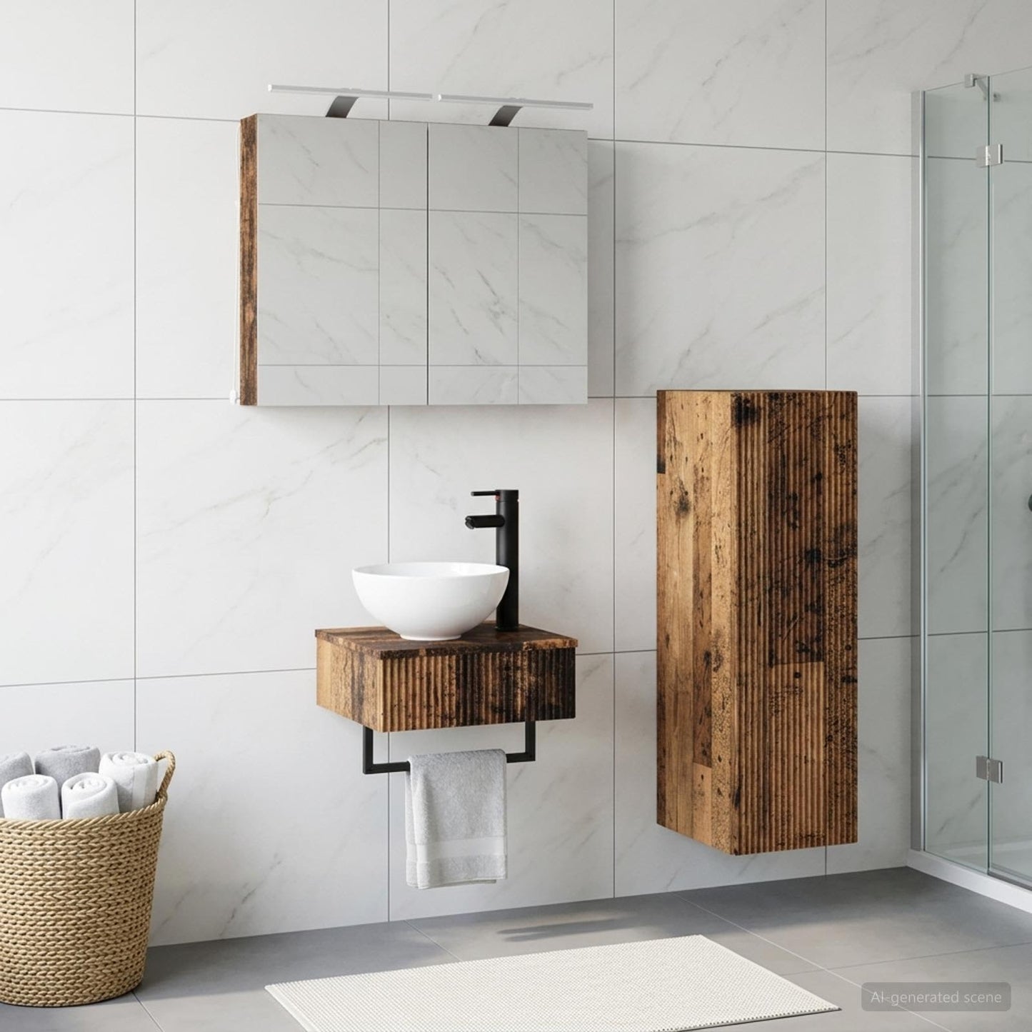 Bathroom Cabinet Set 4 pcs Old Wood Engineered Wood