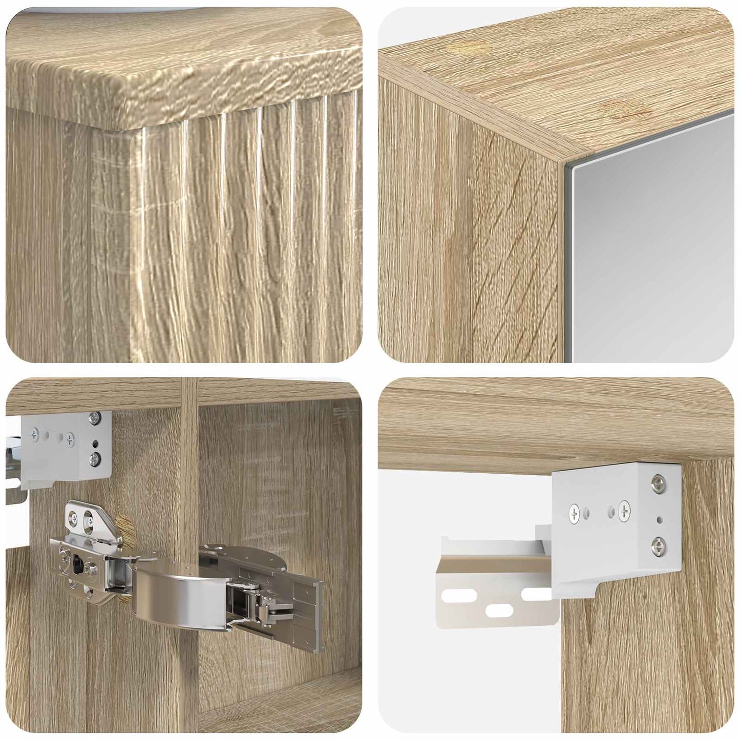 Bathroom Cabinet Set 4 pcs Sonoma Oak 43 x 16 x 62.5 cm