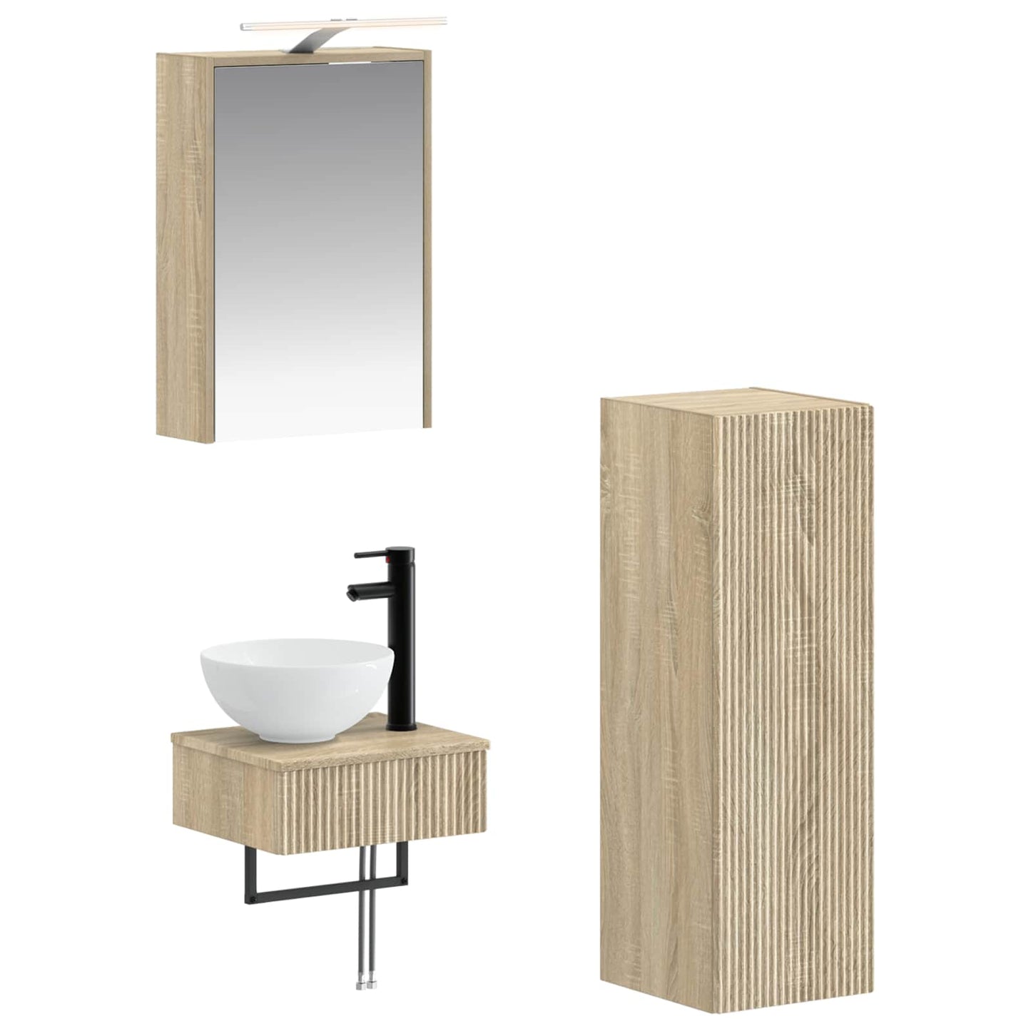 Bathroom Cabinet Set 4 pcs Sonoma Oak 43 x 16 x 62.5 cm