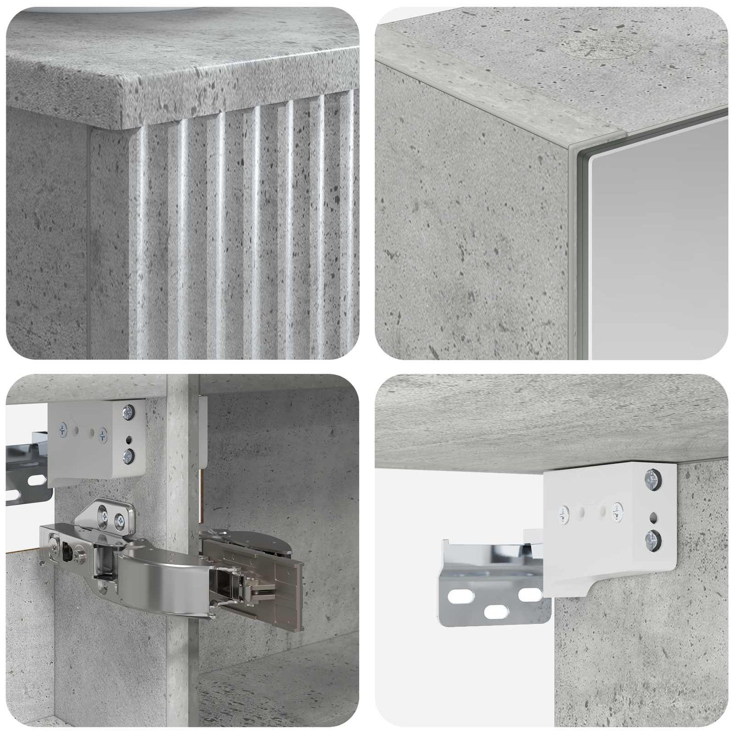 Bathroom Cabinet Set 4 pcs Concrete Grey 43 x 16 x 62.5 cm