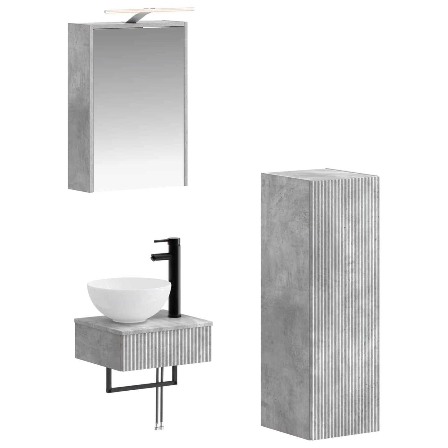Bathroom Cabinet Set 4 pcs Concrete Grey 43 x 16 x 62.5 cm