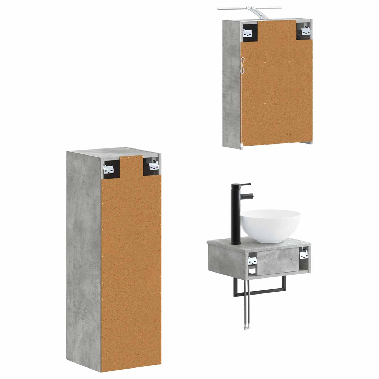 Bathroom Cabinet Set 4 pcs Concrete Grey 43 x 16 x 62.5 cm