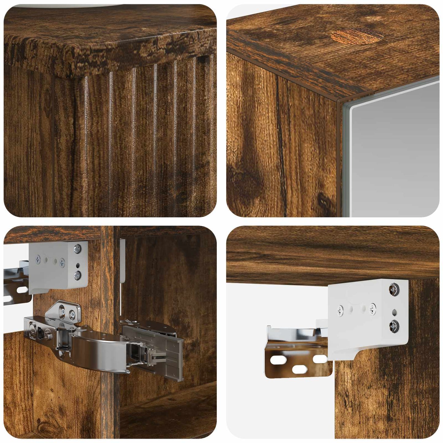 Bathroom Cabinet Set 4 pcs Smoked Oak 43 x 16 x 62.5 cm