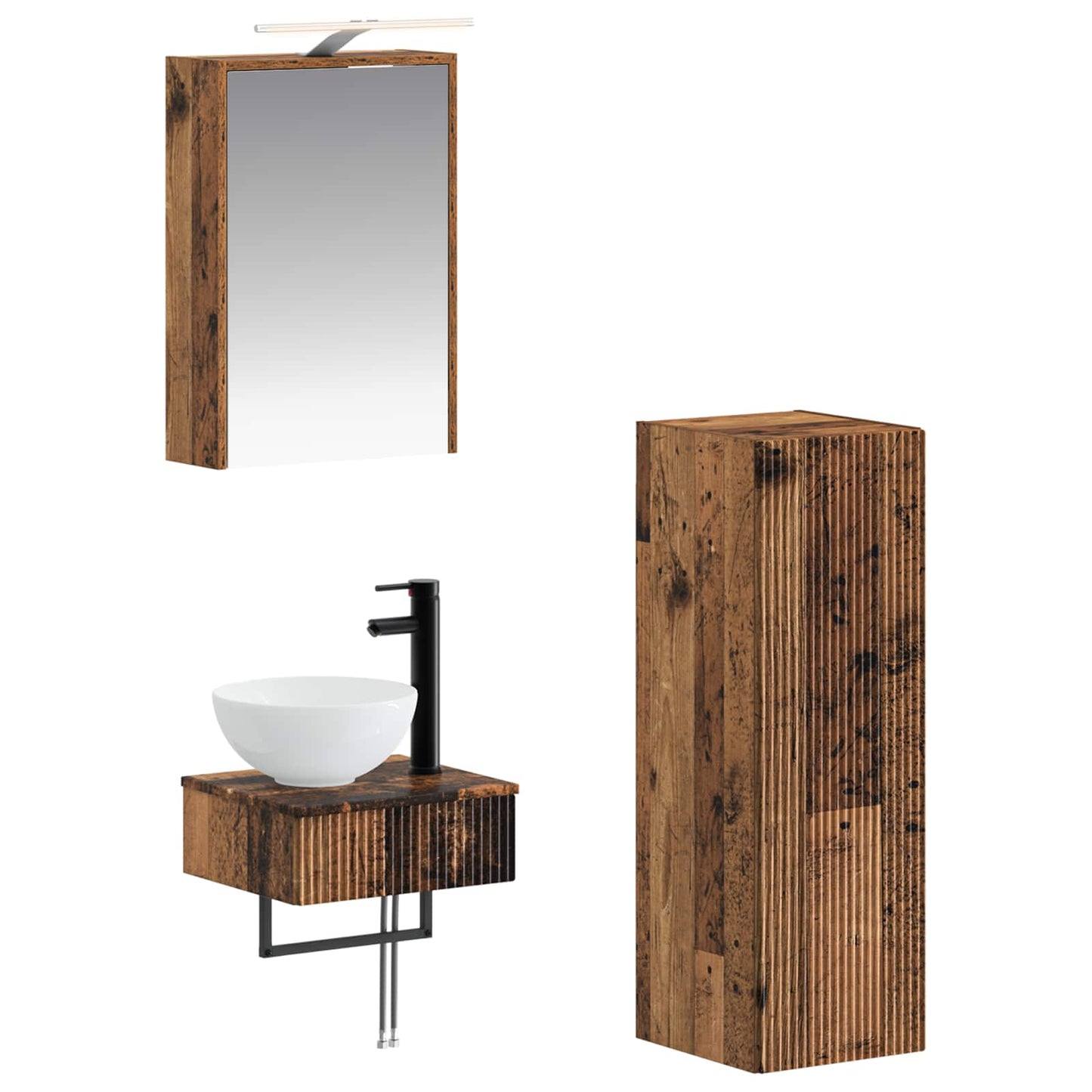 Bathroom Cabinet Set 4 pcs Old Wood 43 x 16 x 62.5 cm