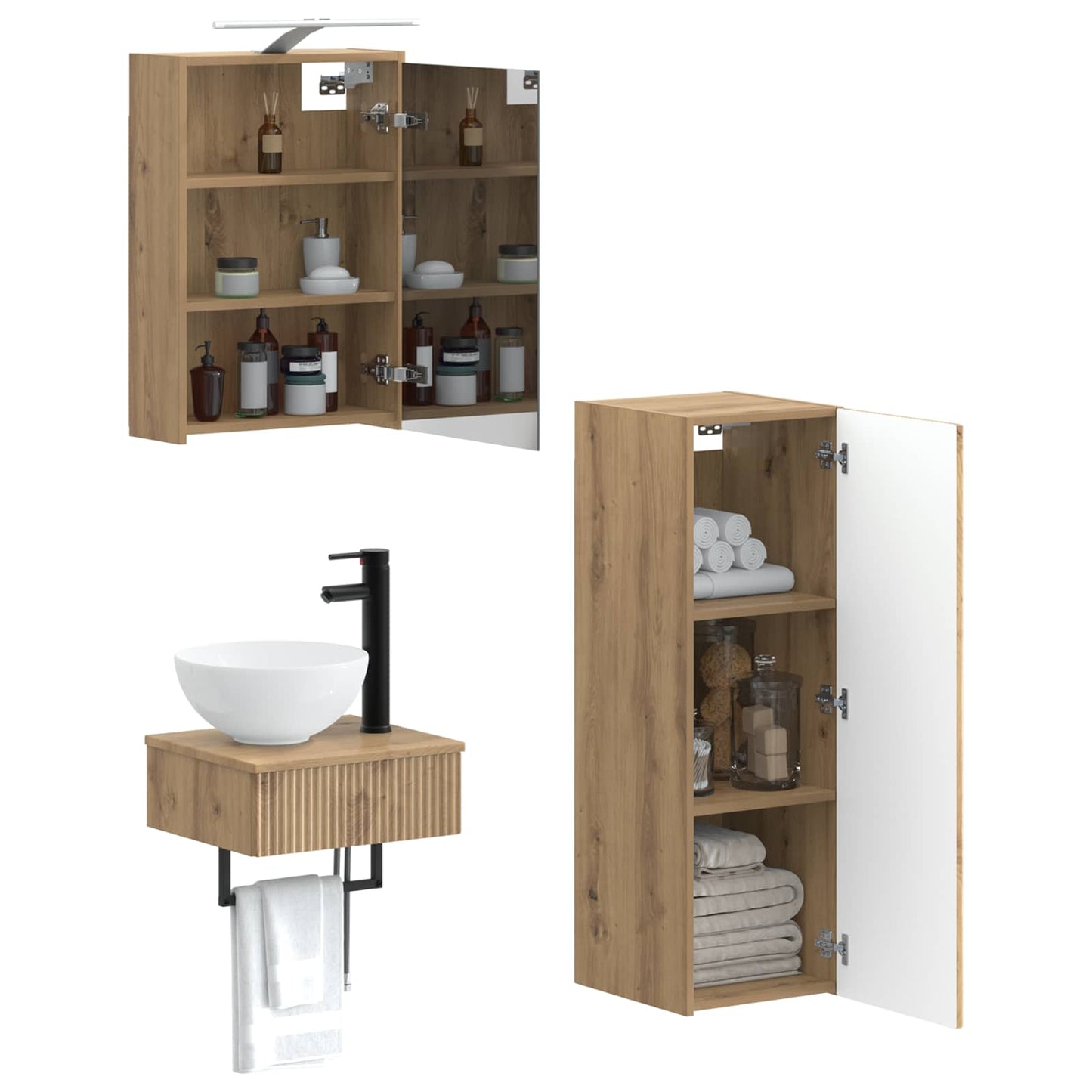 Bathroom Cabinet Set 4 pcs Artisan Oak 43 x 16 x 62.5 cm
