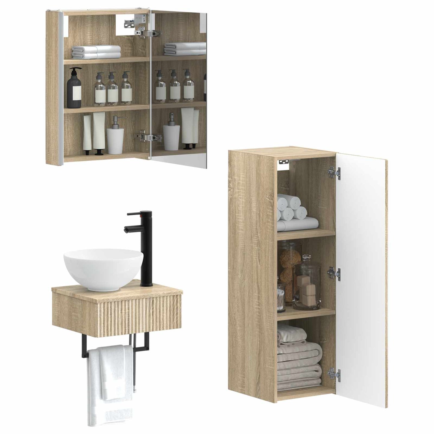 Bathroom Cabinet Set 4 pcs Sonoma Oak 43 x 11.5 x 60.5 cm