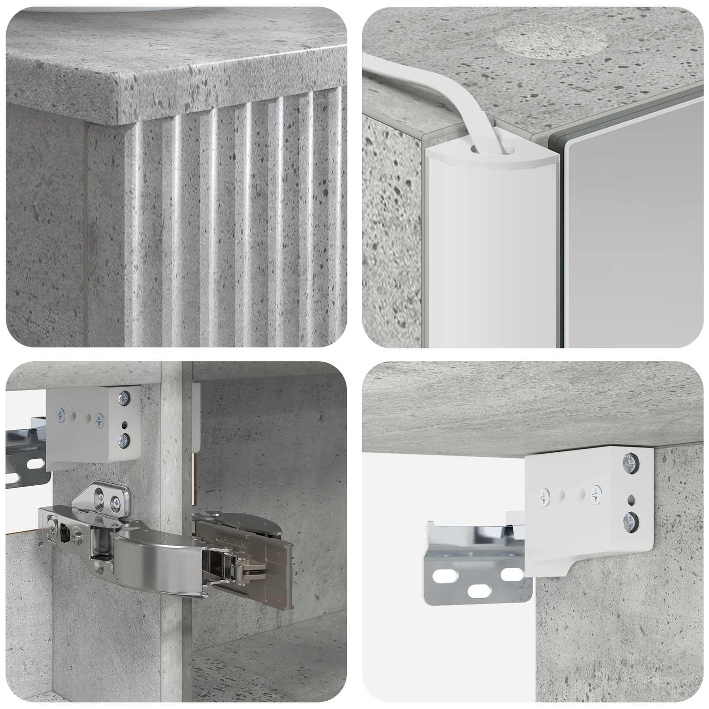 Bathroom Cabinet Set 4 pcs Concrete Grey 43 x 11.5 x 60.5 cm