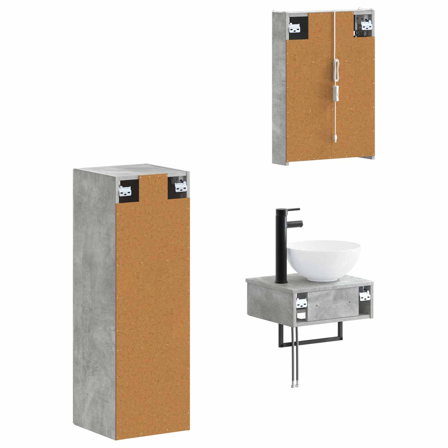 Bathroom Cabinet Set 4 pcs Concrete Grey 43 x 11.5 x 60.5 cm