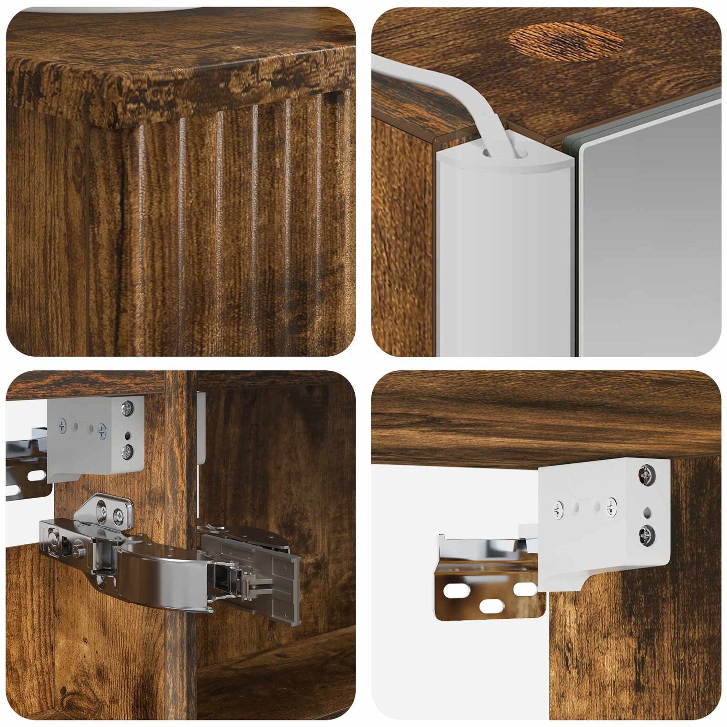 Bathroom Cabinet Set 4 pcs Smoked Oak 43 x 11.5 x 60.5 cm