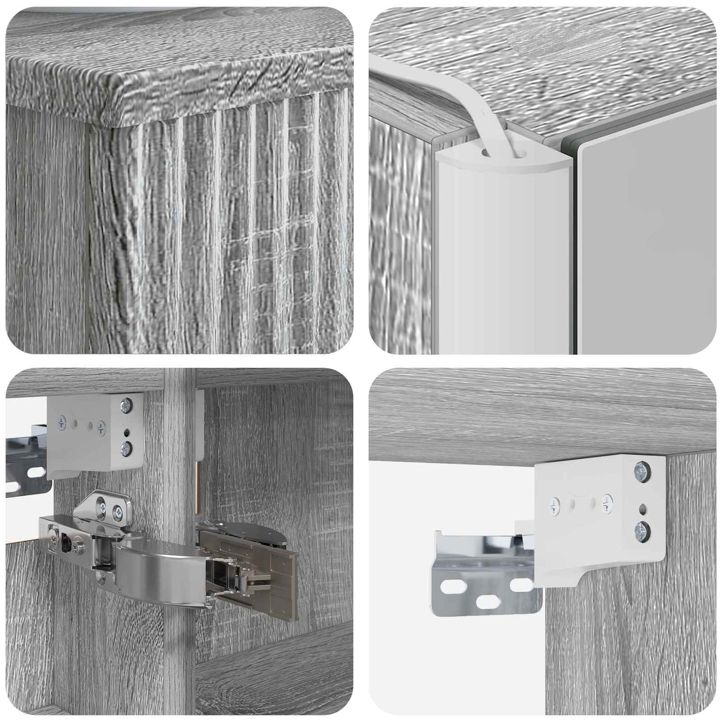 Bathroom Cabinet Set 4 pcs Grey Sonoma 43 x 11.5 x 60.5 cm