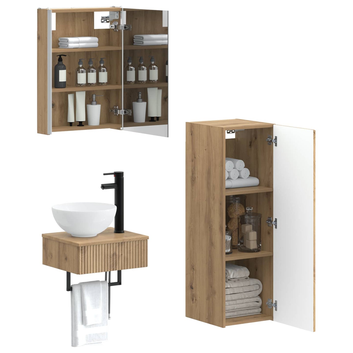 Bathroom Cabinet Set 4 pcs Artisan Oak 43 x 11.5 x 60.5 cm