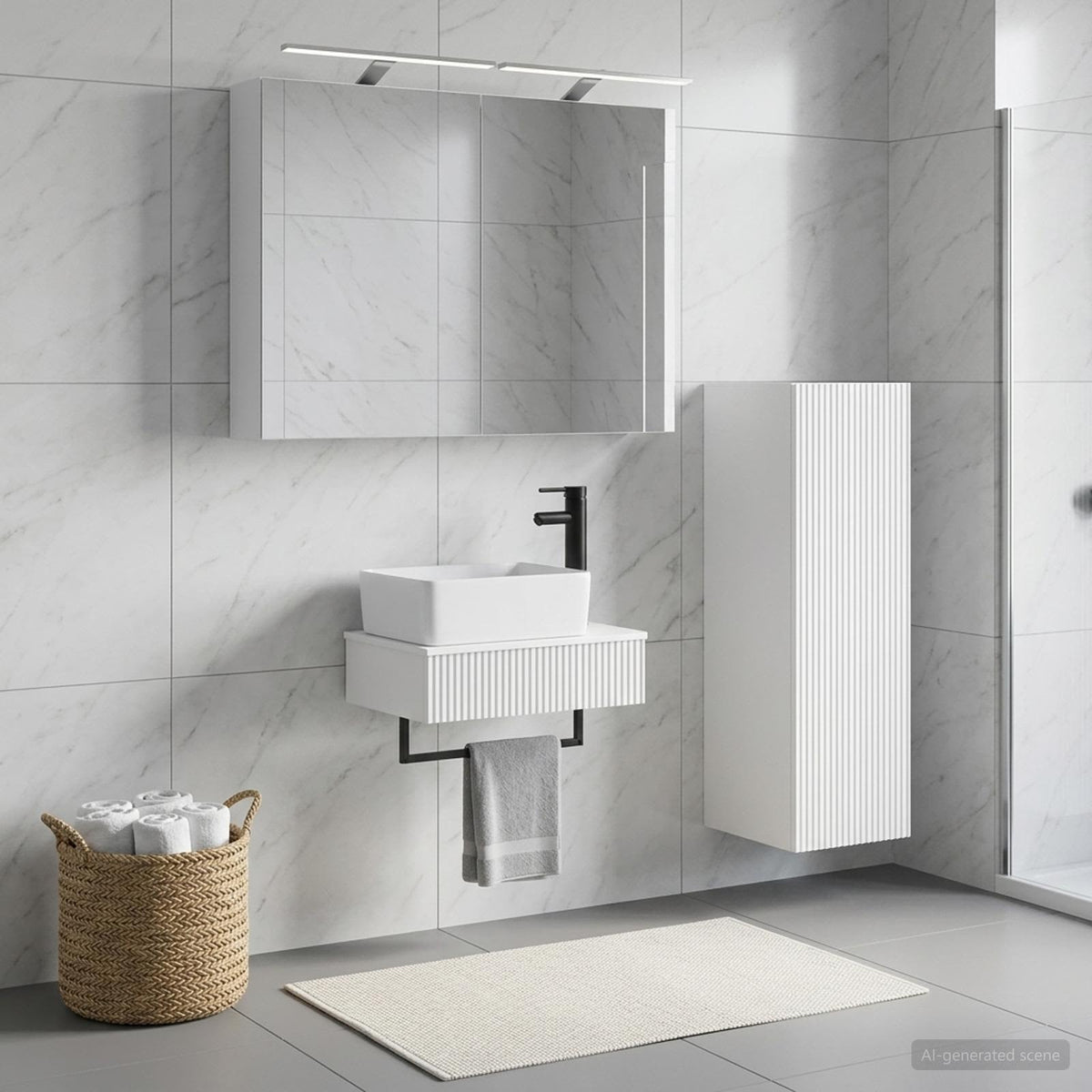 Bathroom Cabinet Set 4 pcs White Engineered Wood